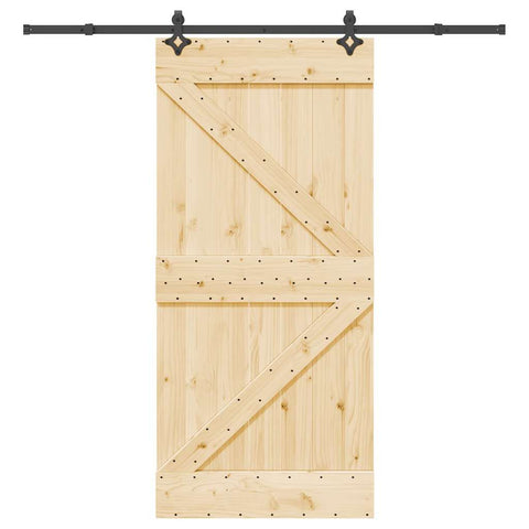 Sliding Door with Hardware Set 95x210 cm Solid Wood Pine 3332636