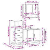 3 Piece Bathroom Furniture Set Smoked Oak Engineered Wood 3301037