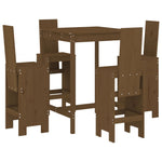 5 Piece Garden Bar Set Honey Brown Solid Wood Pine 3157772