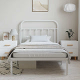 Bed Frame White Powder-Coated Steel Single Bed Frame 352622