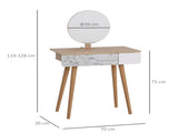 Dressing Table with Drawer and Mirror height adjustable Wooden Oak Color Bedroom Dressing Room T3398P344161