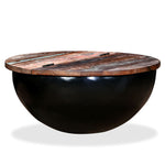 ZNTS Coffee Table Solid Reclaimed Wood Black Bowl Shape 245259