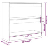 Book Cabinet/Room Divider White 80x30x72 cm 811691