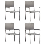 ZNTS Garden Dining Chairs 4 pcs Stackable Grey Poly Rattan 318701