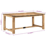 Dining Table 180x90x75 cm Solid Wood Mango 358949