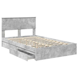 Storage Bed Concrete Grey 135 x 190 cm Engineered Wood 3408469