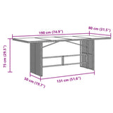 Garden Table Brown Poly Rattan, Powder-Coated Steel, Tempered Glass 365603