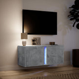 TV Wall Cabinet with LED Lights Concrete Grey 80x31x35 cm 852260