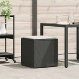 Cushion Box with Storage Black 50 x 50 x 50 cm Poly Rattan 365408