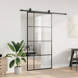 Sliding Door with Hardware Set Black 102.5x205 cm ESG Glass 3375872