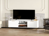 Modern TV Stand Cabinet for TVs up to 55", TV Unit with 2 Open Shelves and 2 Cabinets, Entertainment T3398P343173
