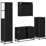 Bathroom Furniture Set 4 pcs Black Oak Engineered Wood 3402464