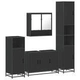 ZNTS 4 Piece Bathroom Furniture Set Black Engineered Wood 3301220