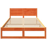 Bed Frame with Headboard Wax Brown 140 x 190 cm Solid Pine Wood 873279