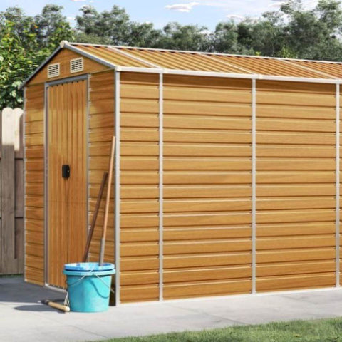 Garden Shed Light Brown 191x895x198 cm Galvanised Steel 3188284