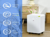 2000mL Portable Dehumidifier with Air Purifier, 24H Timer, 5 Modes, 10L/Day, for Home Laundry, White T3398P342286