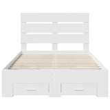 Bed Frame with Drawer White 135 x 190 cm Engineered Wood 3411980