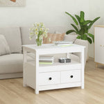 ZNTS Coffee Table White 71x49x55 cm Solid Wood Pine 820937