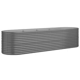 Garden Raised Bed Galvanised Steel 296x80x68 cm Grey 318959