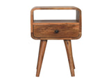 Solid Wood Mini Oak-ish Curve Open Bedside, 1 Drawer and Open Slot B2743P402936