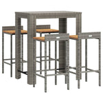 5 Piece Garden Bar Set Grey Poly Rattan&Solid Wood Acacia 3187709
