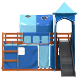 Bunk Bed without Mattress with Slide and Curtains Blue 90x200 cm 3284168