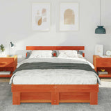 Bed Frame with Headboard Wax Brown 160 x 200 cm Solid Pine Wood 872478