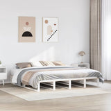 Bed Frame without Mattress White 200x200 cm Solid Wood Pine 3302322