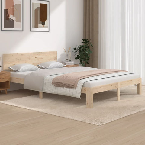 Bed Frame without Mattress Solid Wood Pine 140x200cm 810495