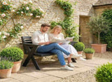 2 Seater Wooden Garden Bench, Slatted Patio Bench with Armrest and Backrest, Black T3398P551625