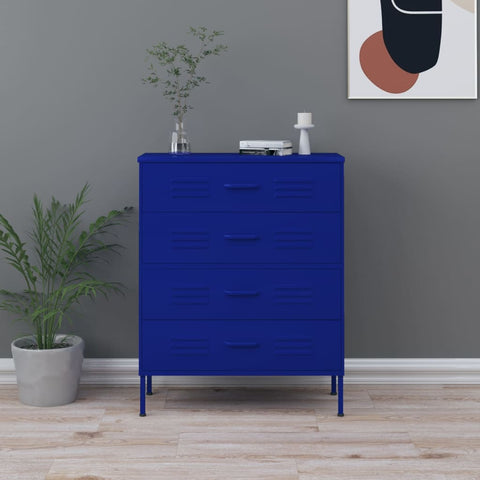 ZNTS Chest of Drawers Navy Blue 80x35x101.5 cm Steel 336199