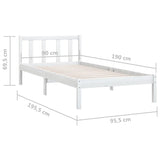 Bed Frame without Mattress White Solid Wood Single 810048