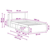 Bed Frame with Storage Smoked Oak 80 x 200 cm Engineered Wood 3433324