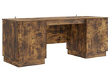 Desk with Shelf Smoked Oak 142.5 x 50 x 75 cm Engineered Wood 3414626