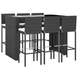 7 Piece Garden Bar Set with Cushions Black Poly Rattan 3203947