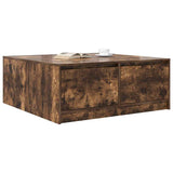 Coffee Table with Drawers Smoked Oak 100x100x40 cm 3328403