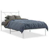 Metal Bed Frame without Mattress with Headboard White 90x190cm 376543