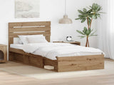 Bed Frame Artisian Oak 90 x 190 cm Solid Pine Wood 3411470