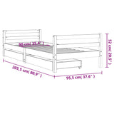 Kids Bed Frame with Drawers Black 90x200 cm Solid Wood Pine 834440