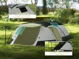 Three-Man Camping Tent, with Two Rooms and Porch - Green T3398P349043