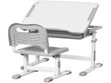 Kids Desk and Chair Set, Student Adjustable Writing Desk, with Drawer, Pen Slot, Hook - Grey T3398P347711