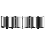 Dog Gate with Door Foldable 6 Panels Black 300 cm Solid Wood Fir 352285