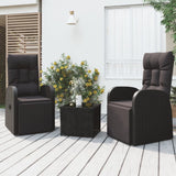 ZNTS 3 Piece Garden Lounge Set Black Poly Rattan&Steel 3157672