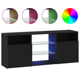 TV Cabinet with LED Lights Black Oak 120x30x50 cm Engineered Wood 862035