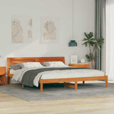 Bed Frame with Headboard Wax Brown 180 x 200 cm Solid Pine Wood 872769