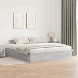 Storage Bed Frame Grey Sonoma 200 x 200 cm Engineered Wood 3335362