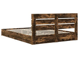 Storage Bed with Drawer Smoked Oak 140 x 190 cm Engineered Wood 3411901