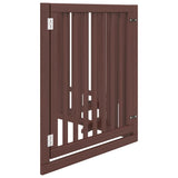 Dog Gate with Door Foldable 4 Panels Brown 320 cm Poplar Wood 352267