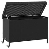 Garden Storage Box with Wheels Black 110x55x73 cm Poly Rattan 4103826