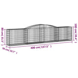 Arched Gabion Baskets 15 pcs 400x50x80/100 cm Galvanised Iron 3146992